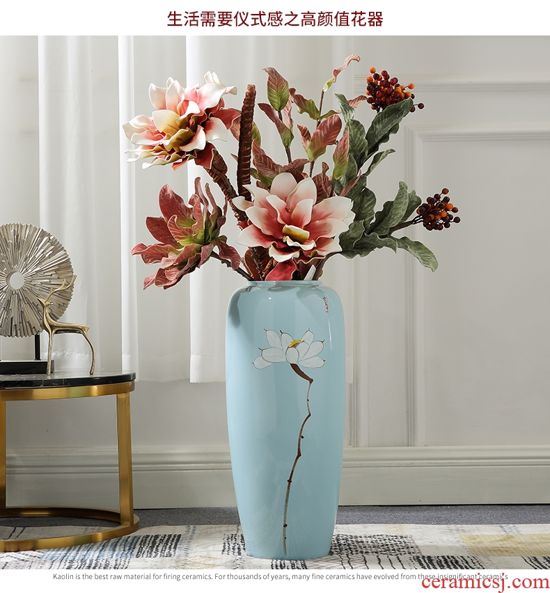 Jingdezhen ceramic I and contracted sitting room of large vase dried flower adornment is placed high creative flower arranging large bottle - 597882202842