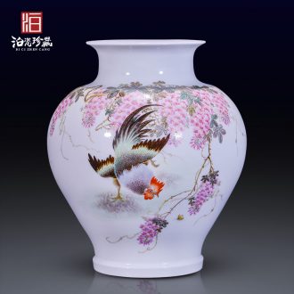 Jingdezhen ceramics hand-painted pastel dried flower vase household living room home TV ark type adornment furnishing articles