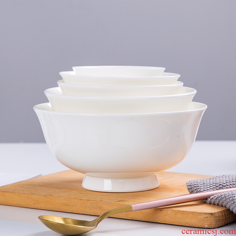Jingdezhen ceramic bowl to eat tall foot rainbow such as bowl bowls bowl of pure white heat - trapping ceramic rice bowls white bread and butter