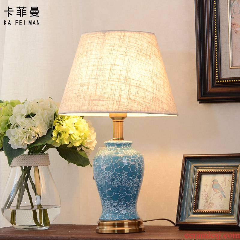 Contracted and I bedroom bed warm sitting room is the study of new Chinese style hotel room American ceramic decoration lamp