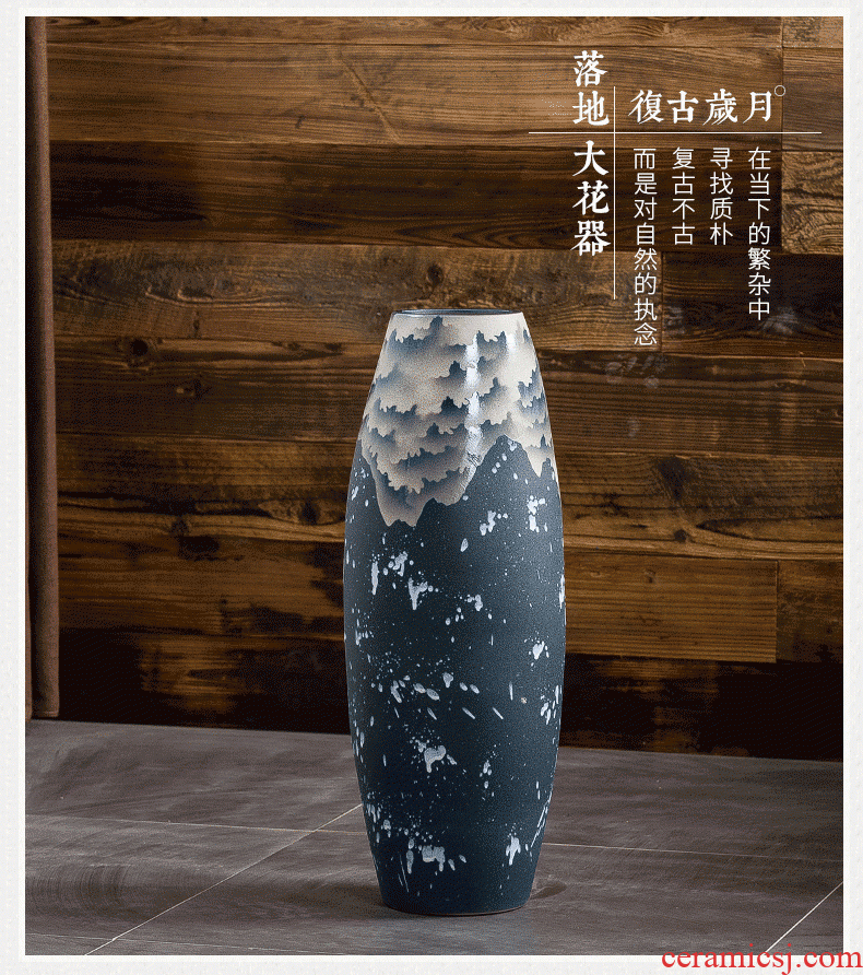 Jingdezhen large sapphire blue pottery and porcelain vases, flower arranging archaize sitting room of Chinese style household decorations TV ark, furnishing articles - 585679750087