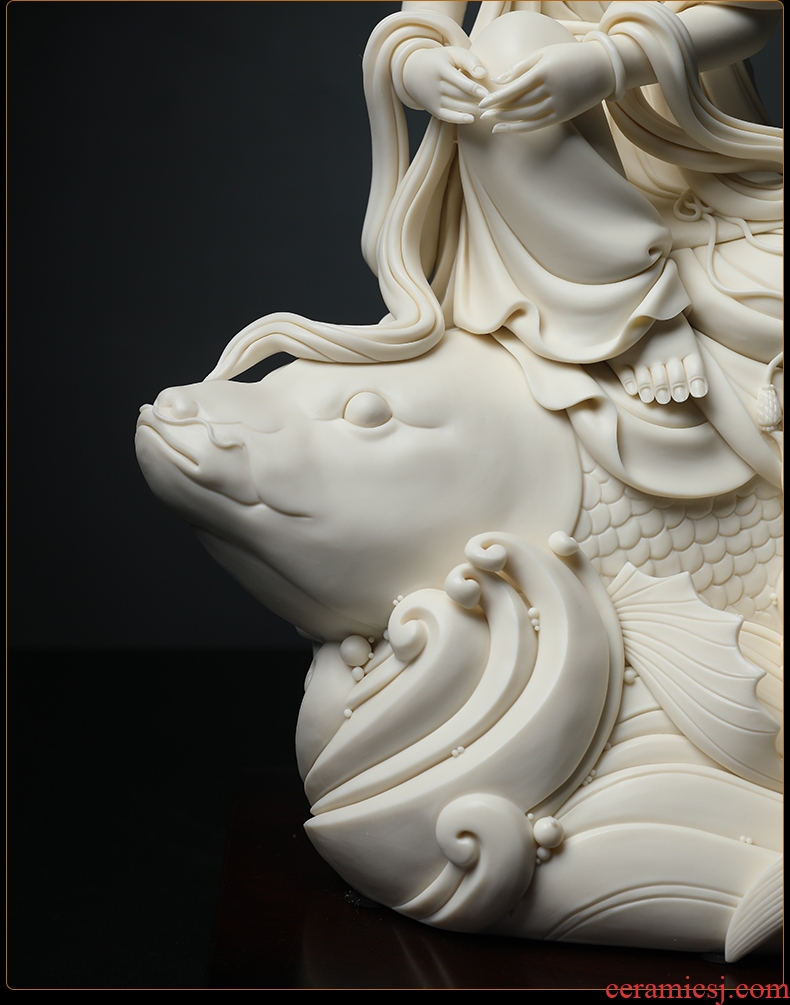 The east mud dehua white porcelain goddess of furnishing articles/master of sculpture art collection ceramics aojiang fish goddess of mercy