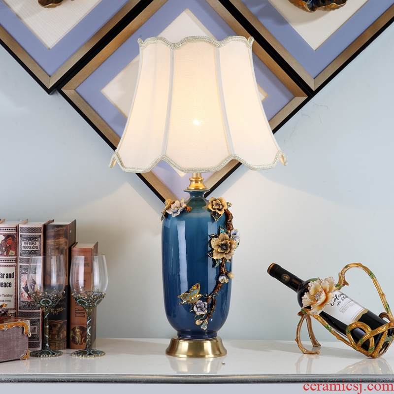 Cartel American desk lamp light colored enamel porcelain French rural living room key-2 luxury European study bedroom berth lamp