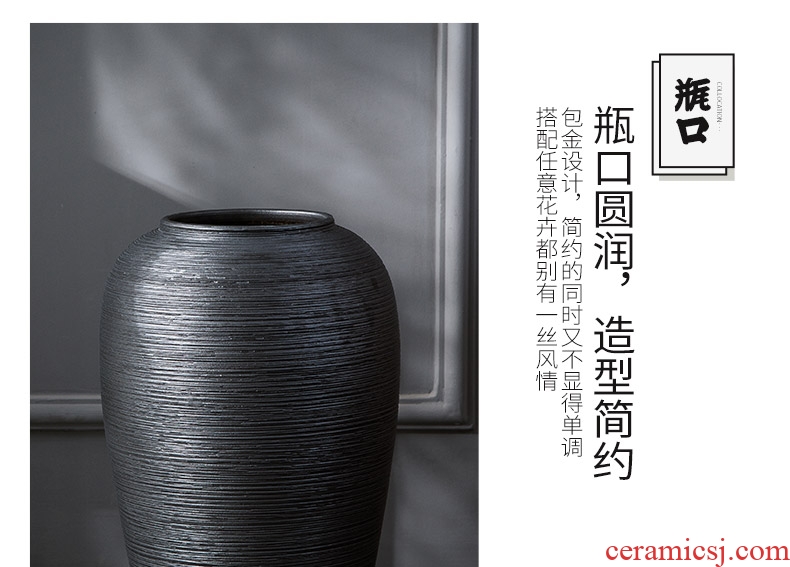 Large ceramic vase household soft adornment landing Chinese style restoring ancient ways furnishing articles up sitting room hotel lobby flower arranging device - 594907874803