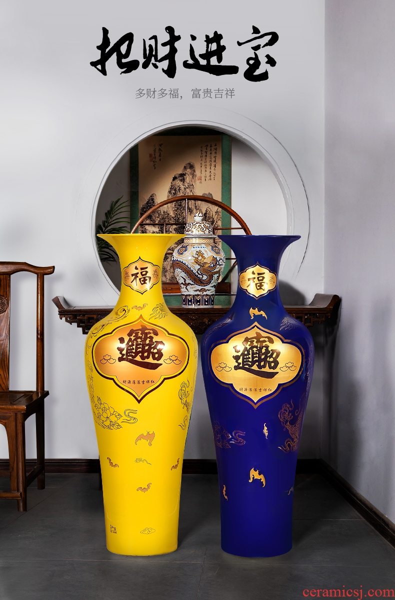 Jingdezhen ceramics furnishing articles sitting room flower vase hand - made scenery of new Chinese style household decoration large TV ark - 16117910827