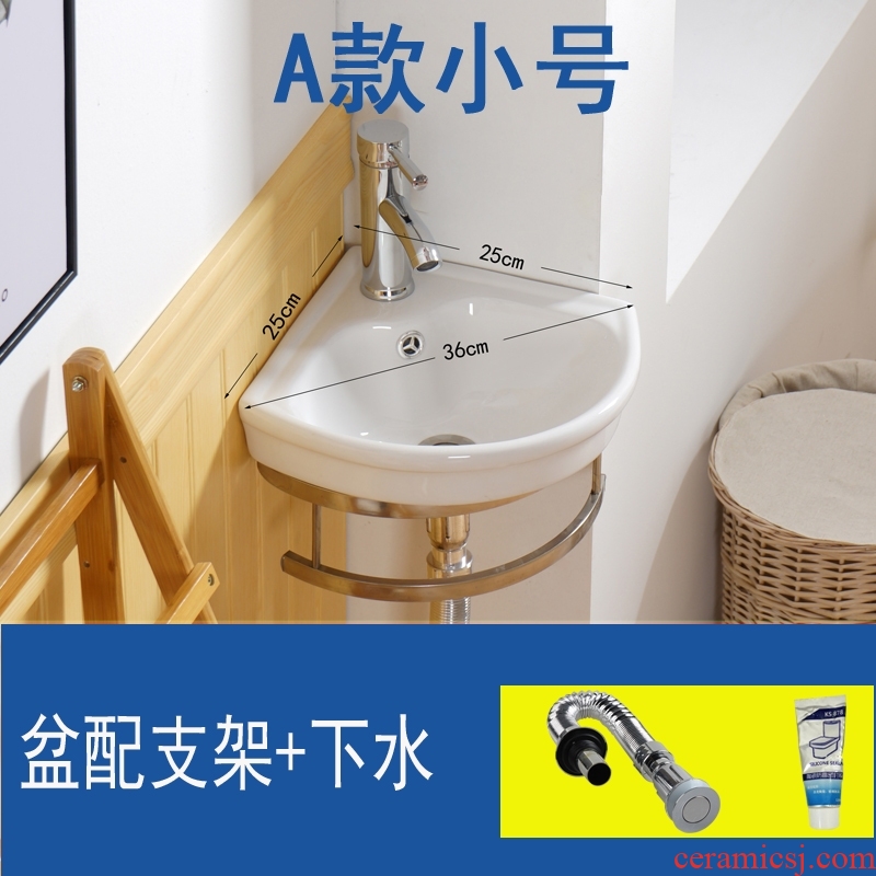 The Mini triangular column basin basin to minimum the sink hang a wall lavatory corner basin ceramic small family