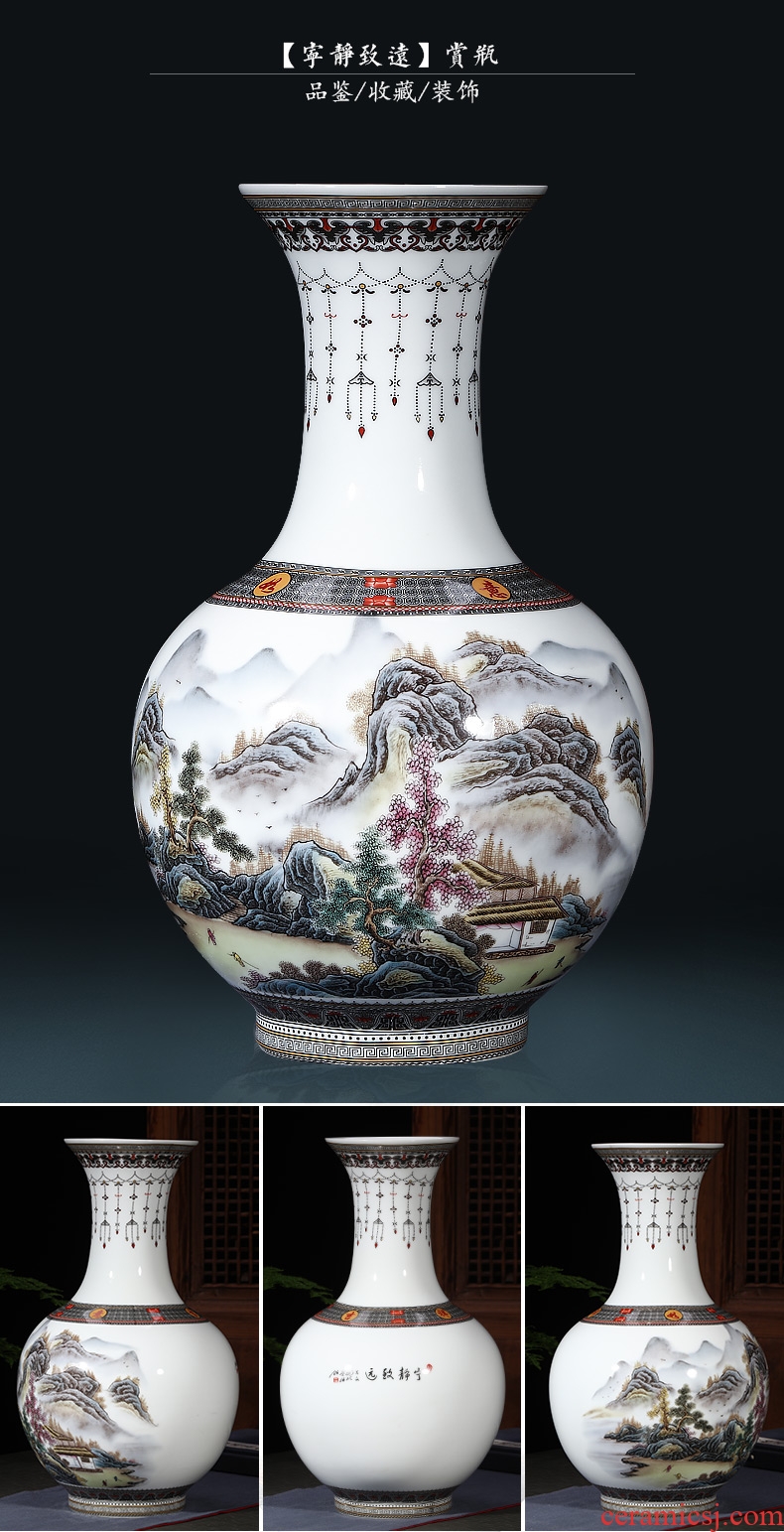 Famous Xia Guoan high - grade gift porcelain vase hand - made works of jingdezhen ceramics powder enamel the lad east gourd bottle - 596819659608