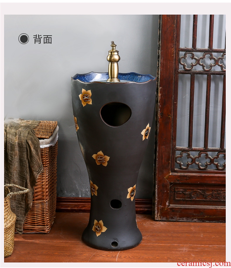Retro pillar basin of archaize floor ceramic lavatory toilet lavabo courtyard sink outdoor