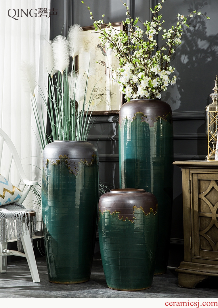 Murphy 's new Chinese large - sized ceramic vases, decorative furnishing articles creative retro sitting room simulation dry flower art flower arranging device - 581432230144