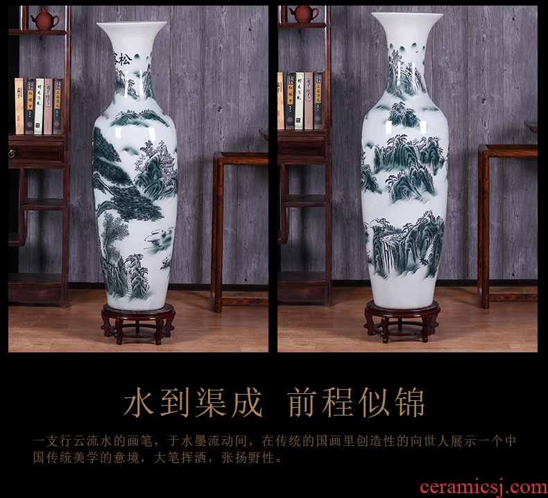 Jingdezhen creative art of I and contracted dried flowers flower arrangement of large ceramic vases, soft outfit example room decoration - 584815674446