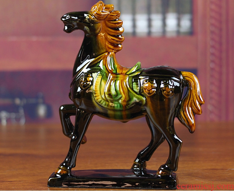 Dust heart tang sancai horse eight steed furnishing articles of handicraft ceramic feng shui plutus home sitting room adornment