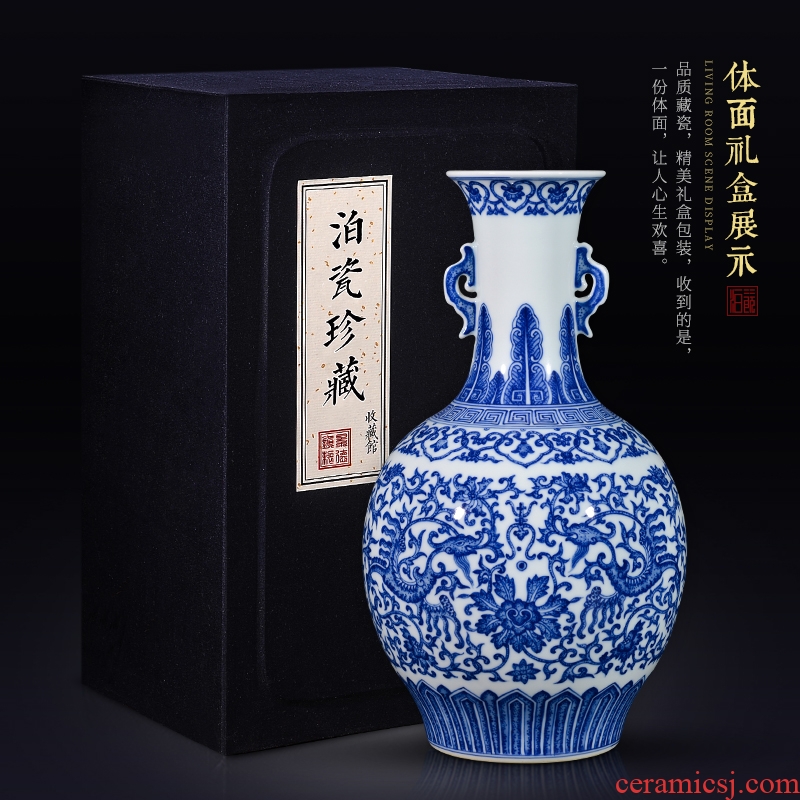 Jingdezhen ceramics antique blue - and - white lucky bamboo vase lily home sitting room ark adornment home furnishing articles