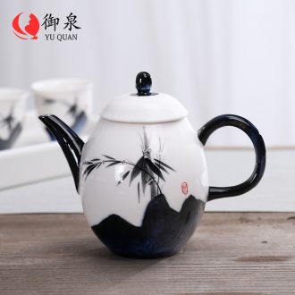 Imperial springs checking ceramic teapot household kung fu tea set filter little teapot hand - made white porcelain pot of Chinese style