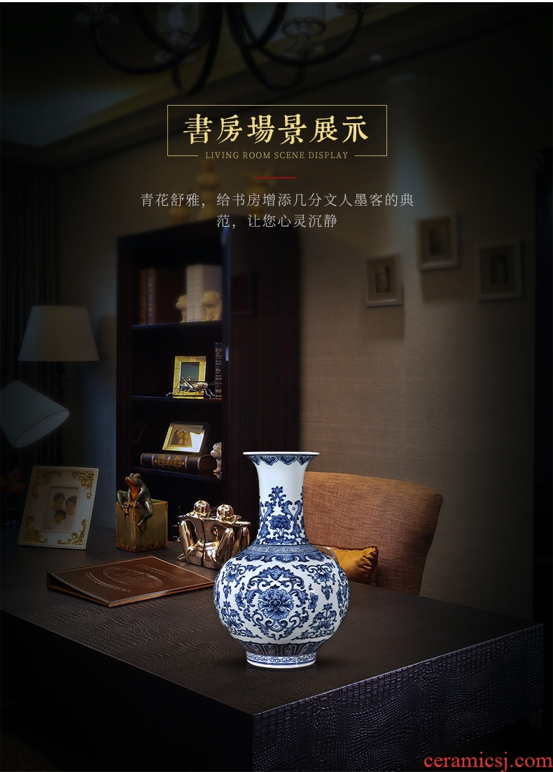 Jingdezhen ceramic floor large new Chinese blue and white porcelain vase dragon design home sitting room adornment is placed - 600305564220