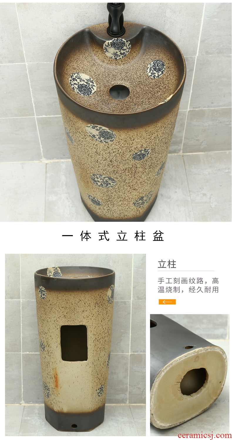 Chinese style restoring ancient ways ceramic one-piece lavabo hotel bathroom washs a face basin large courtyard sink outdoors