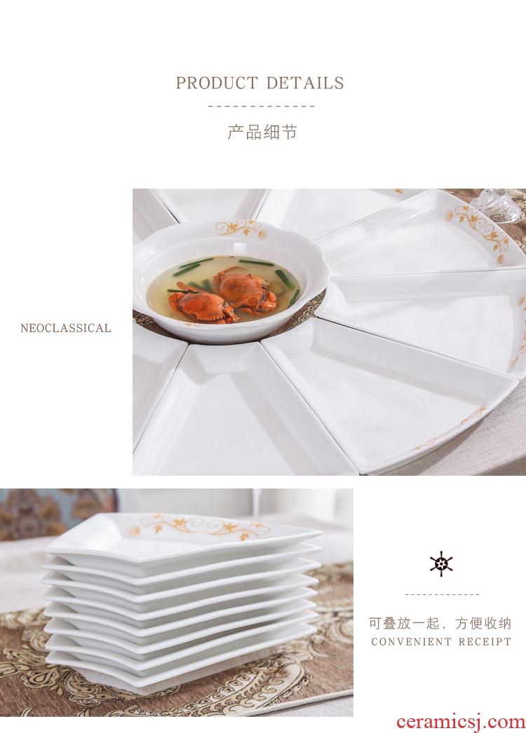 Ceramic seafood platter deep dish circular plate combination creative sector hotel home plate tableware suit