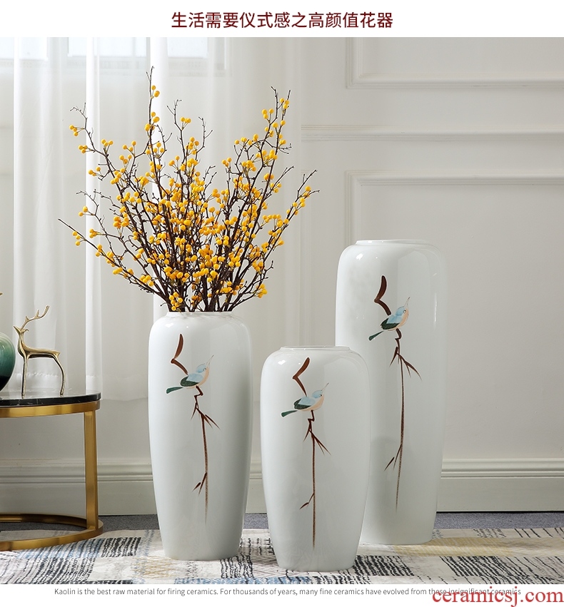 Jingdezhen vase furnishing articles flower arranging large sitting room ground ceramic flower implement European - style villa hotel soft adornment - 598151628136