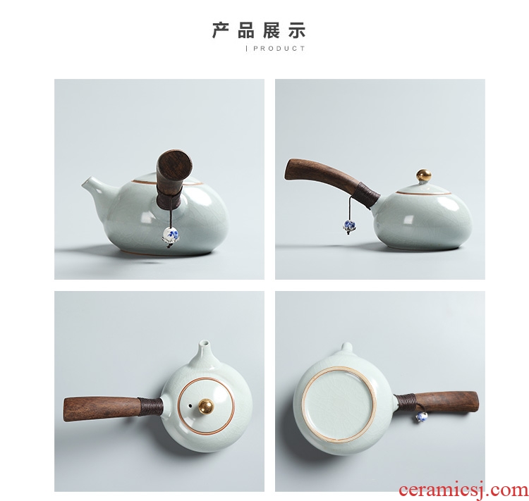 Side as the of your up kung fu tea set ceramic teapot single pot of ebony handle Side filtration pot of the pot of single pot