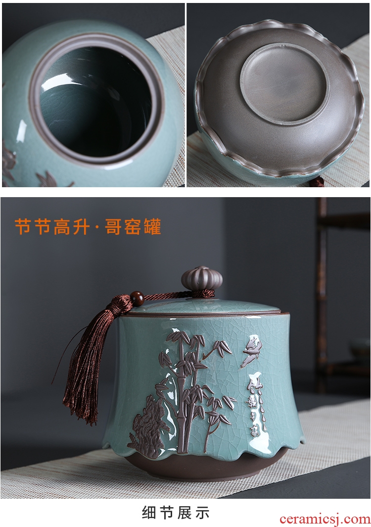 Auspicious edge elder brother kiln caddy ceramic seal tank 1 catty installed large seal pot of tea packaging household receives