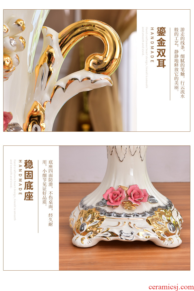 Jingdezhen ceramics hand - made pastel phoenix peony vase of large home sitting room hotel adornment furnishing articles - 556180906601