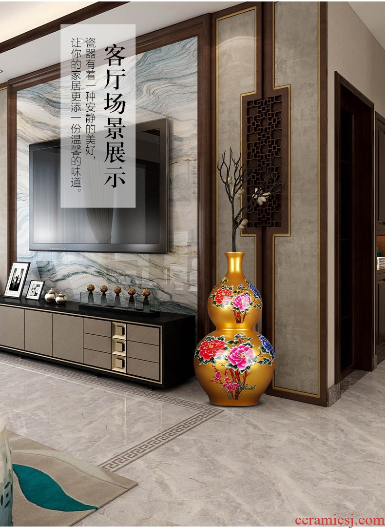 Jingdezhen ceramics hotel opening office Chinese flower arranging sitting room ground red vase Chinese red - 602284816078