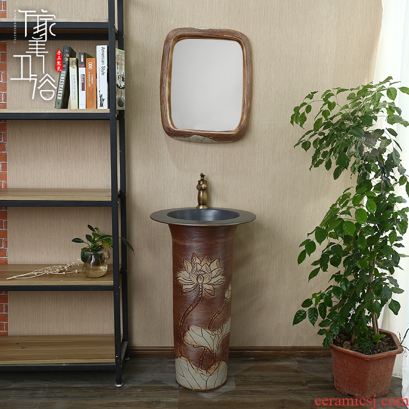 M beautiful ceramic basin of pillar type lavatory washbasins one - piece toilet balcony column floor type household