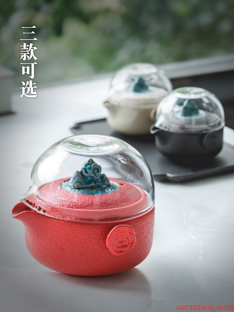 Even travel ceramic tea set crack simple tea cup outdoor kung fu tea set office gift boxes