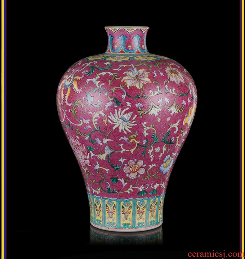 Jingdezhen ceramics China red high sitting room of large vase villa TV ark adornment is placed yellow - 566739763373