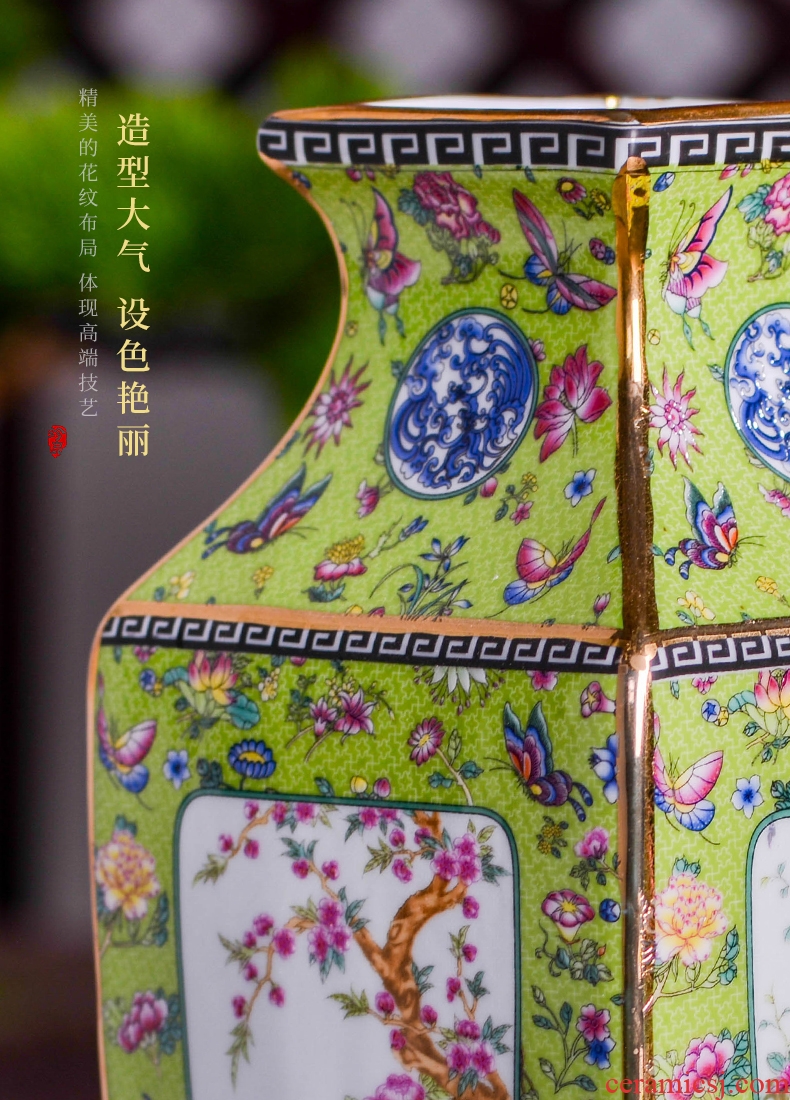 Jingdezhen ceramics imitation qing qianlong set machine of Chinese style living room dried flower vase home decoration porch furnishing articles