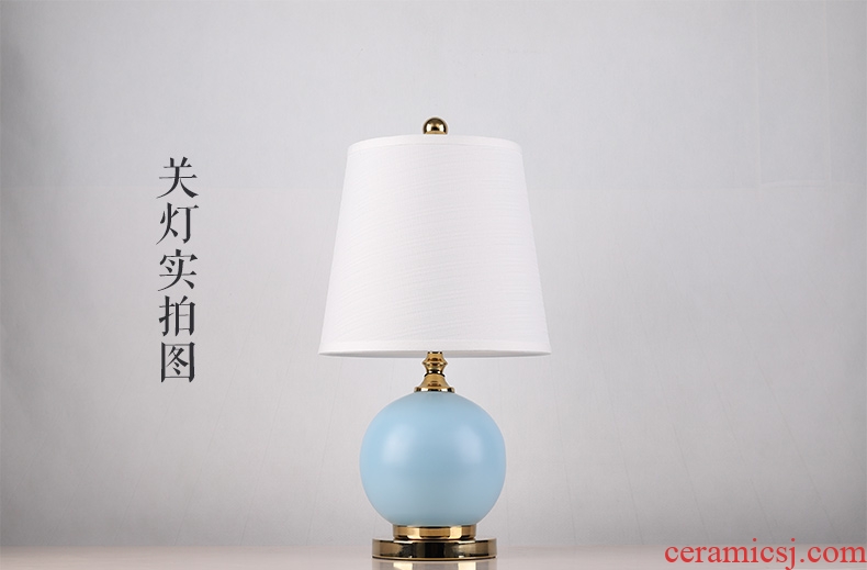 Light luxury american-style lamp decoration ceramics art design and contemporary and contracted copper whole sitting room the bedroom of the head of a bed sitting room lamps and lanterns