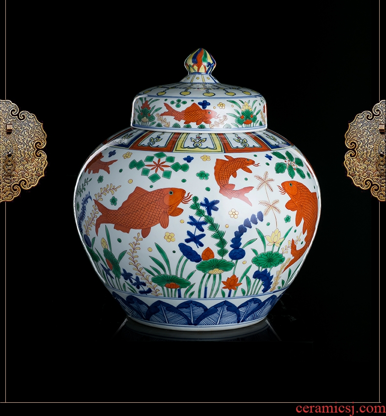 Jingdezhen ceramics sitting room of large vase of new Chinese style household adornment porch place bridal gifts - 576297584683