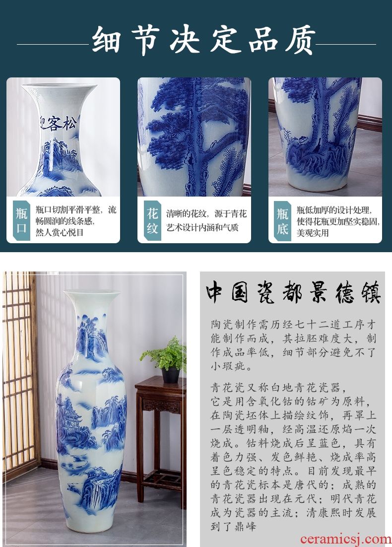 Jingdezhen ceramic vase landing European I and contracted sitting room TV ark, creative dry flower arranging flowers large furnishing articles - 595481935034