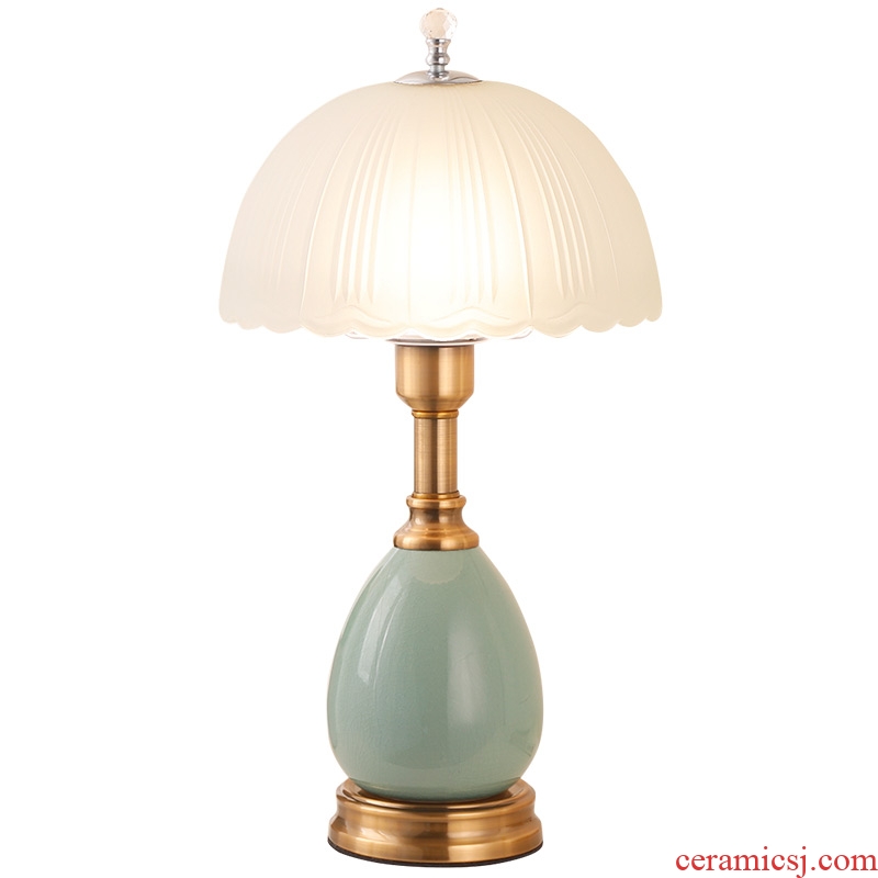 American ceramic desk lamp light household I and contracted romantic and warm touch of bedroom the head of a bed is adjustable light bedside table lamp