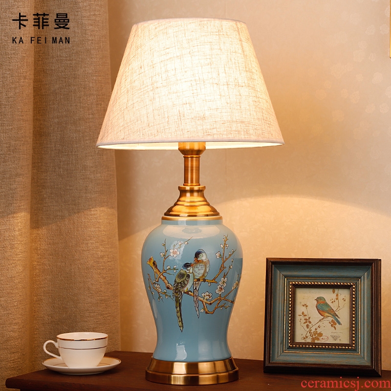 New Chinese style ceramic desk lamp classical home sitting room bedroom study bedroom adornment wedding carried this bedside lamp