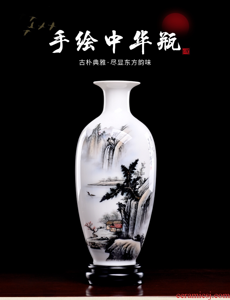 Oriental soil hand-painted ceramics vase furnishing articles new Chinese style living room TV cabinet/Chinese bottle ornament
