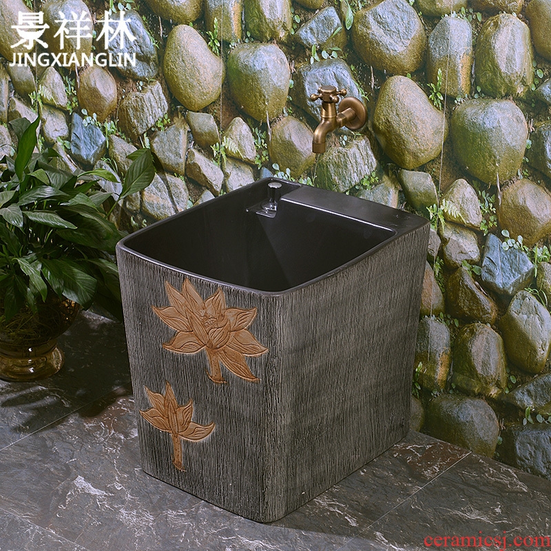 Mop pool carved toilet restoring ancient ways of household balcony ceramic wash mop pool table control automatic mop pool water