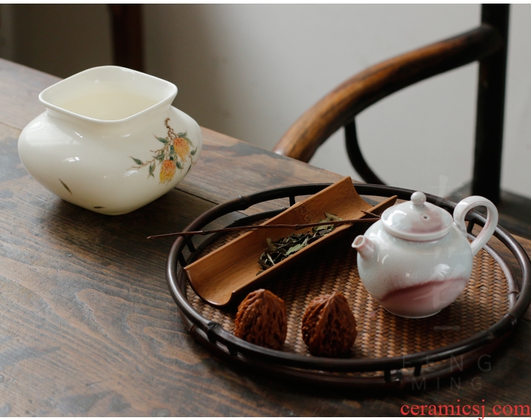 Serve tea pure hand-painted ceramic building tea wash in hot water tank household chayote kung fu tea tea accessories