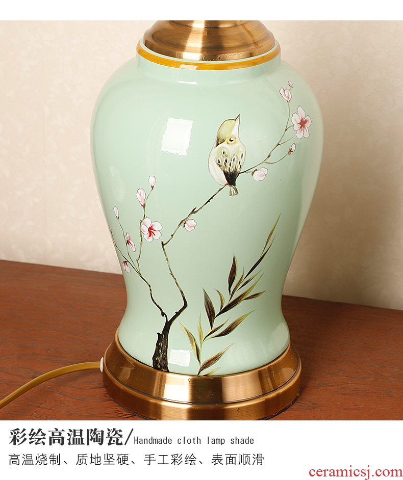 New Chinese style ceramic desk lamp classical home sitting room bedroom study bedroom adornment wedding carried this bedside lamp