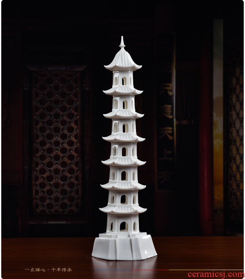 Bm ceramic layer 7 wenchang tower home furnishing articles dehua porcelain sculpture crafts jewelry D27-114
