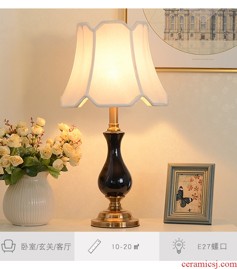 American bedroom berth lamp of household sweet retro contracted and I creative study of the sitting room is adjustable light ceramic lamp