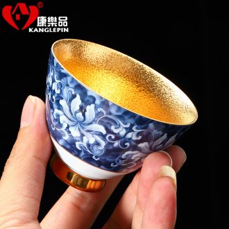 Recreation coppering. As yellow marigold cupped jingdezhen colored enamel cups gold single kung fu checking hat cup single CPU