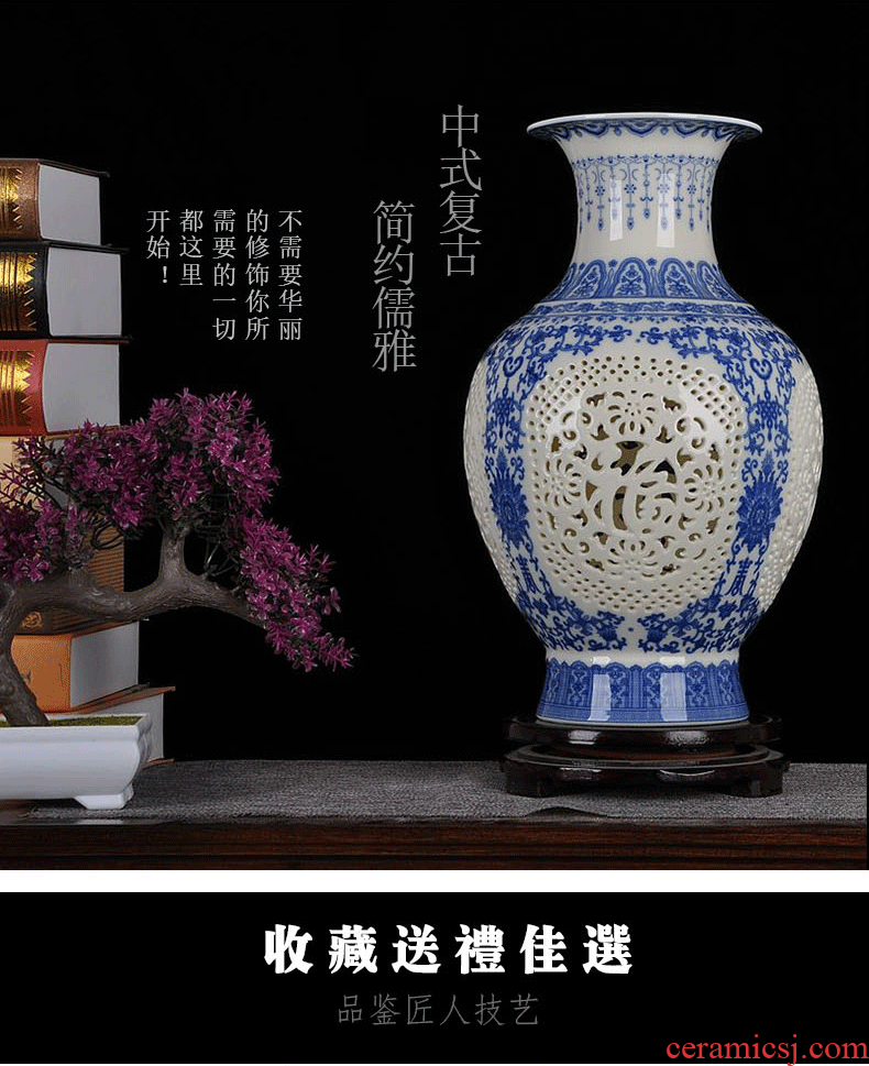 Jingdezhen ceramic hotel villa covers ground vase manual POTS dry flower, flower implement the sitting room is big flower arranging furnishing articles - 525150653583