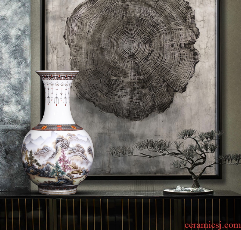 Jingdezhen ceramic floor vase modern European household soft adornment sitting room hotel villa place big vase - 591699843386