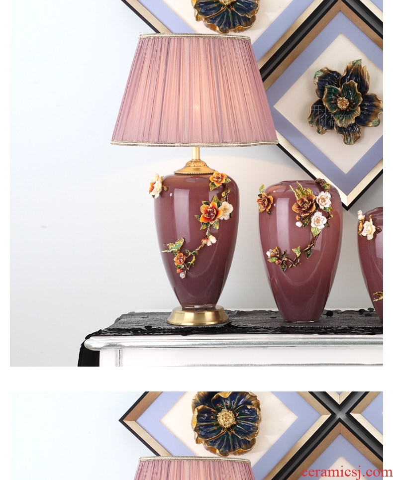 Cartel of new Chinese style living room full of copper lamp type colored enamel porcelain lamp decoration of bedroom the head of a bed lamp