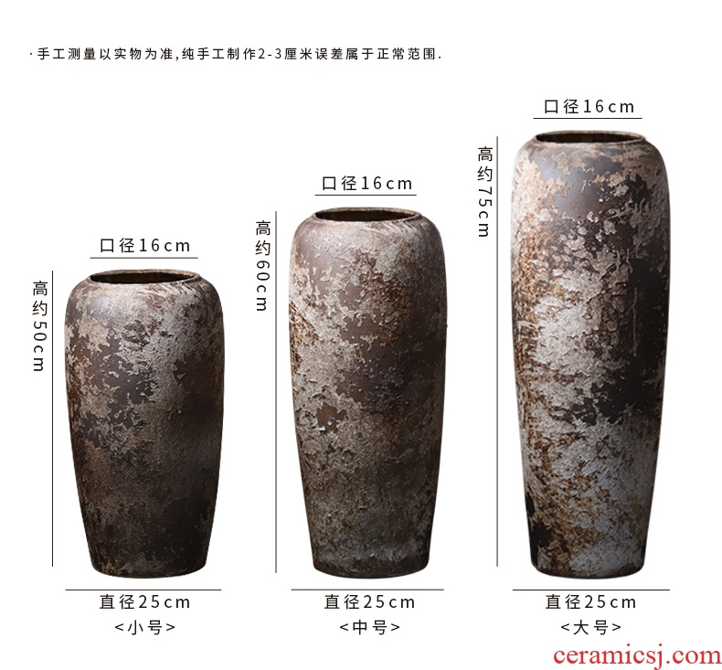 Jingdezhen ceramic floor coarse pottery large vases, I and contracted sitting room TV cabinet dry flower arranging furnishing articles retro POTS - 567164258385