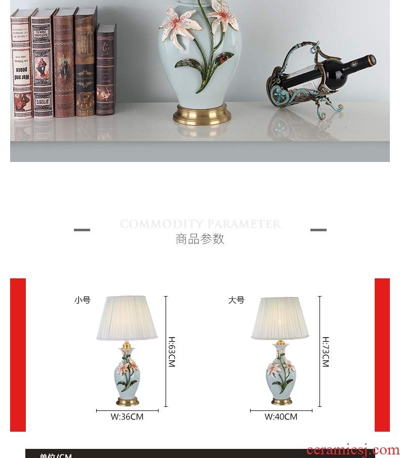 Full copper colored enamel lamp sitting room luxury simple type lamps and lanterns of bedroom the head of a bed new villa ceramic lamp
