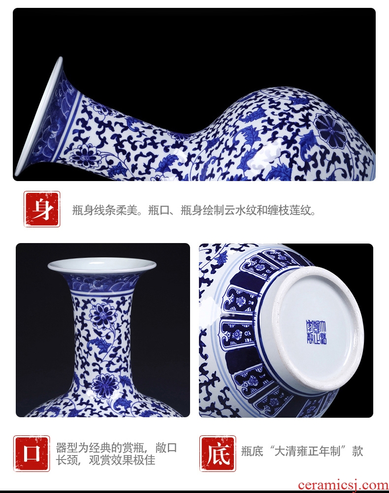 Jingdezhen ceramic furnishing articles hand - made big dried flower vase planting Chinese office sitting room porch decoration craft gift - 604814122813
