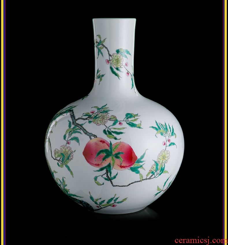 Imitation of classical jingdezhen ceramics celadon art big vase retro ears dry flower vase creative furnishing articles - 569878494453