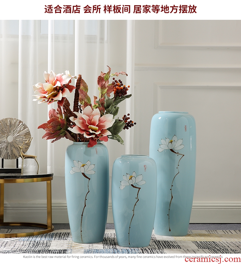 Jingdezhen blue and white porcelain ceramic vase large three - piece suit of new Chinese style furnishing articles wine accessories flower arrangement sitting room - 597882202842