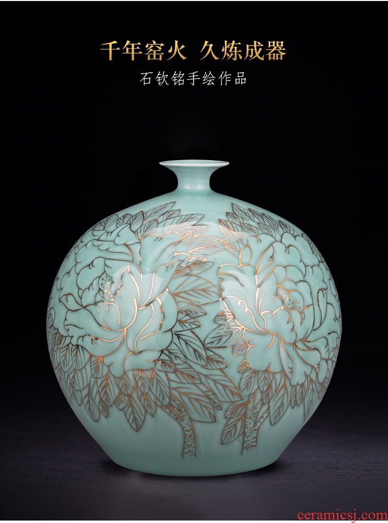 Jingdezhen chinaware big vase manual hand - made peony flower arranging new Chinese style living room TV cabinet decoration furnishing articles - 590025704236